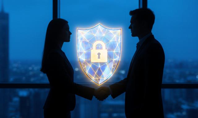 Abstract representation of collaborative innovation and intellectual property shield